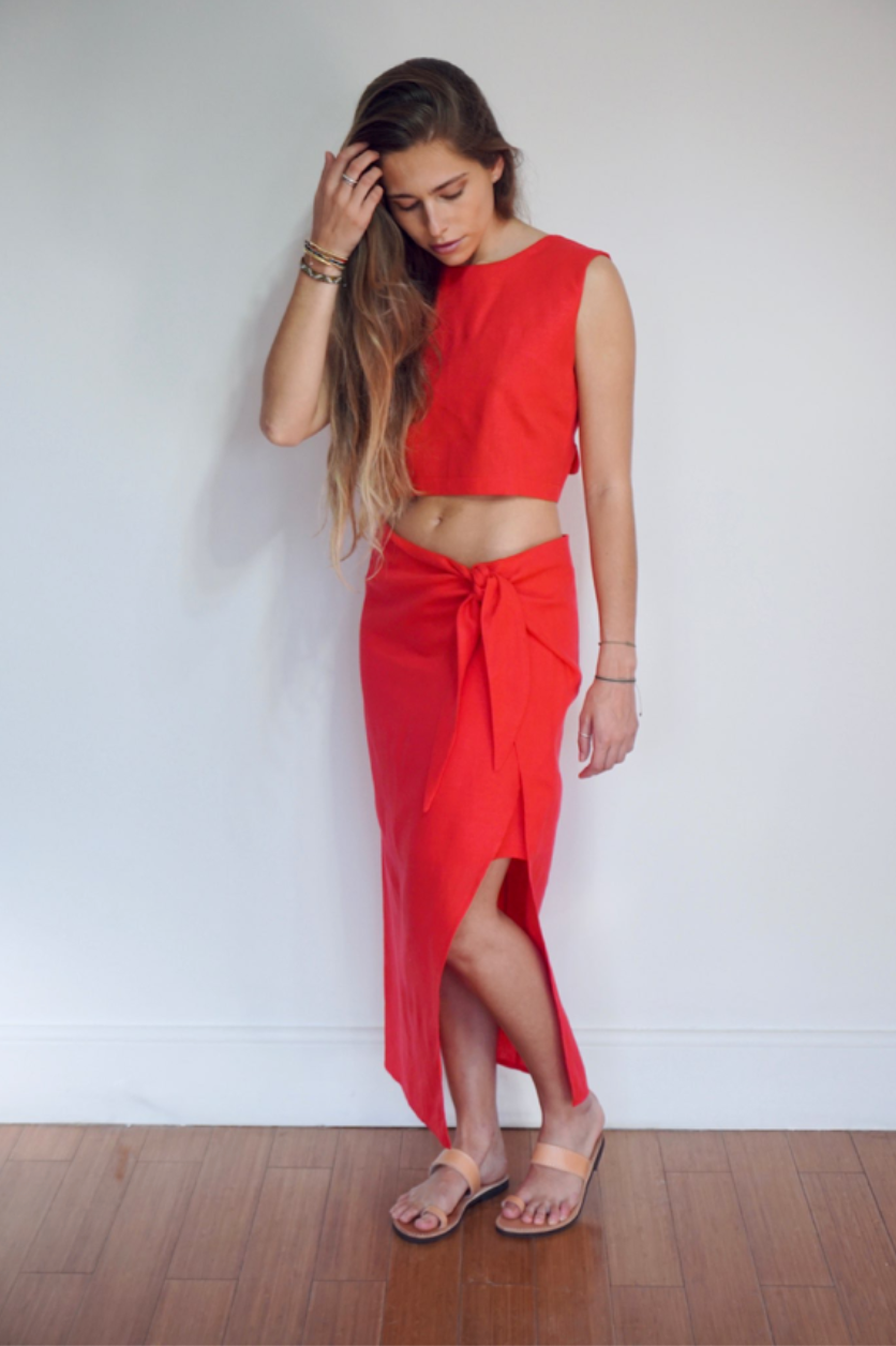 Pollera Margarita Roja