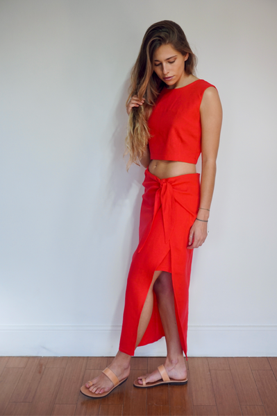 Pollera Margarita Roja