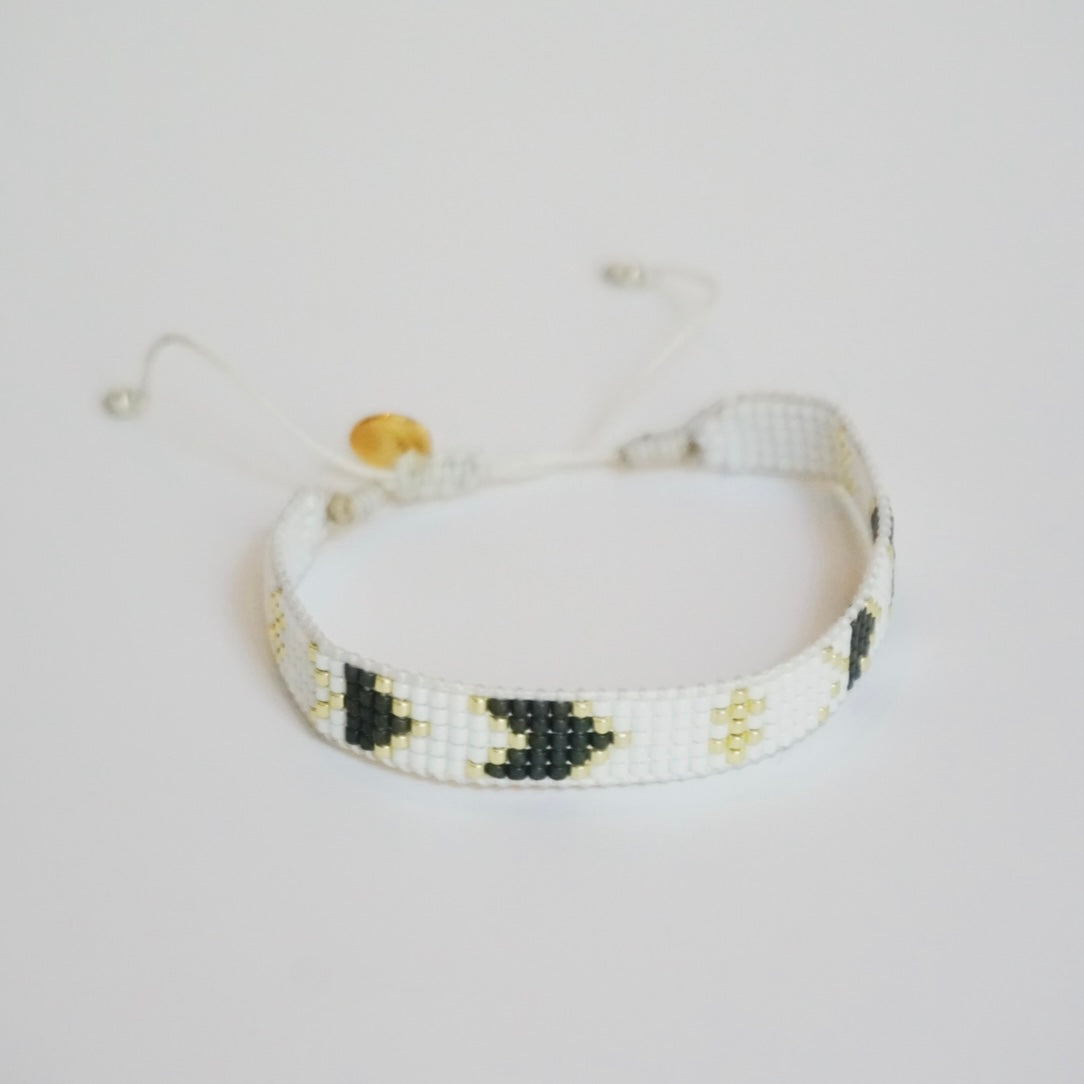 Pulsera Miyuki blanca / dorado 5 líneas