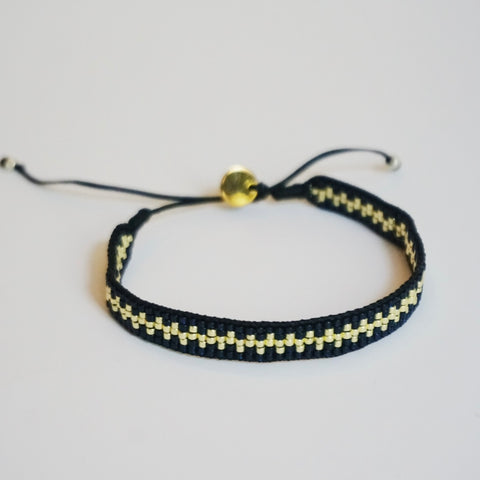 Pulsera Miyuki dorado / azul prusia 5 líneas