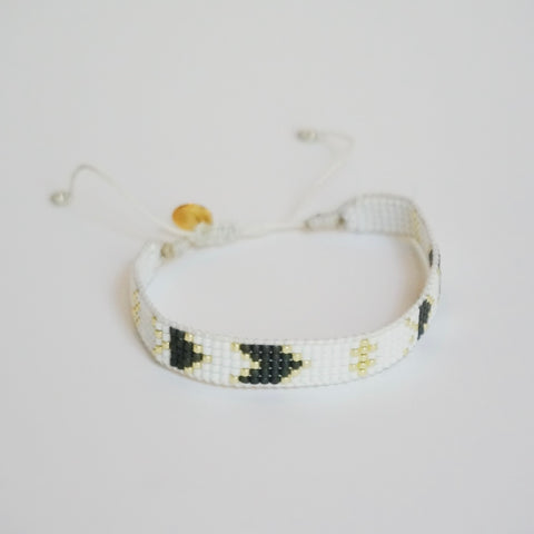Pulsera Miyuki blanca / dorado 5 líneas